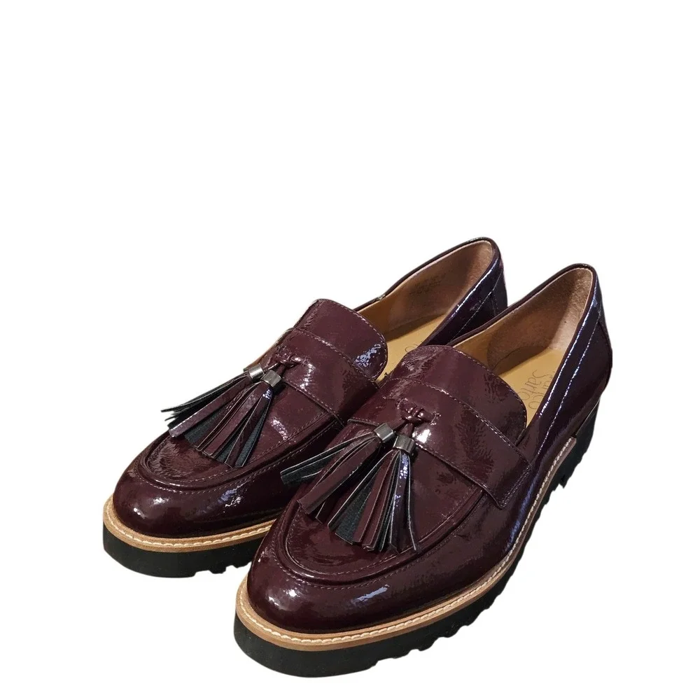 FRANCO SARTO Burgundy Patent Loafers Preppy Academia Classic Chic 9M office core